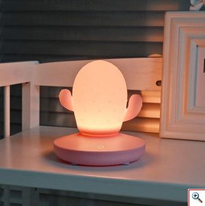 Επαναφορτιζόμενο Διακοσμητικό Φωτιστικό Νυχτός LED σε Σχήμα Κάκτου από Σιλικόνη με Τρία Επίπεδα Έντασης Φωτισμού 10x10x13cm σε Διάφορα Χρώματα