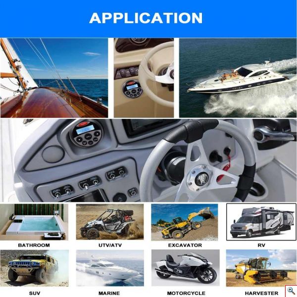 Αδιάβροχο Bluetooth Ραδιόφωνο Ενισχυτής Σκάφους 4x45W 12V με Οθόνη LCD Φουσκωτό - Multimedia Marine FM AM MP3 USB Player Ηχοσύστημα