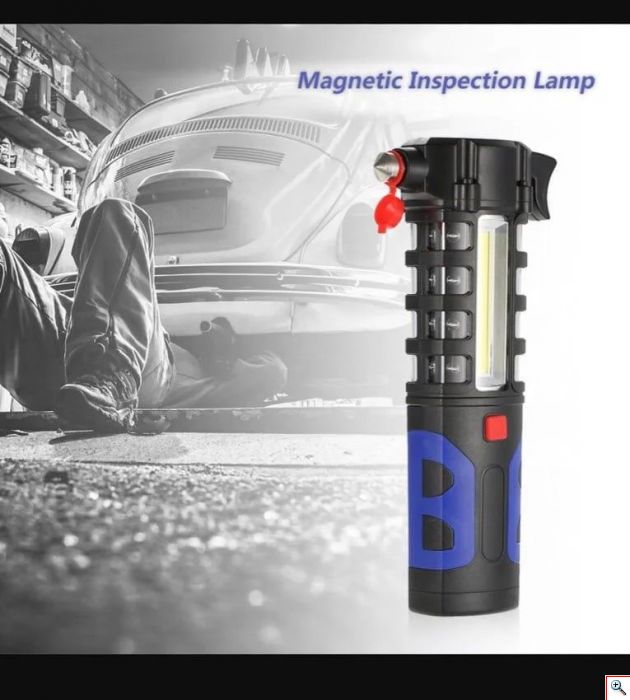 Φακός - SOS Φωτιστικό - Πολυεργαλείο Αυτοκινήτου με Σφυρί, Κόφτη Ζώνης, Μαγνητική Βάση - Multi-Purpose Flashlight