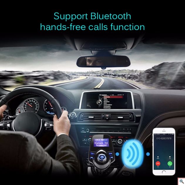Ασύρματος Πομπός Bluetooth USB, SD, AUX MP3 Player & Φορτιστής USB Αυτοκινήτου με Μικρόφωνο Handsfree 12V - 24V - Car FM Transmitter
