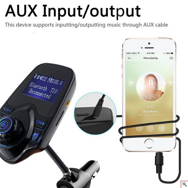 Ασύρματος Πομπός Bluetooth USB, SD, AUX MP3 Player & Φορτιστής USB Αυτοκινήτου με Μικρόφωνο Handsfree 12V - 24V - Car FM Transmitter