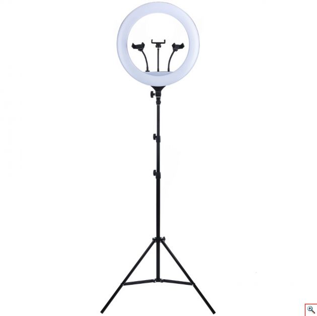 Μεγάλο Φωτογραφικό Δαχτυλίδι 3 x Βάσεων Κινητού & Κάμερας - Φωτιστικό Ring Lamp Light LED 43cm με 3 Χρώματα Φωτισμού, Dimmer, Τρίποδο, Τηλεχειριστήριο