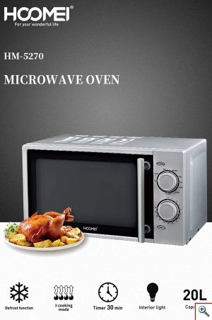Hoomei® Φούρνος Μικροκυμάτων 1050W με Χωρητικότητα 20Lt με 3 Λειτουργίες Μαγειρέματος - Λειτουργία Απόψυξης & Χρονοδιακόπτη HM-5270
