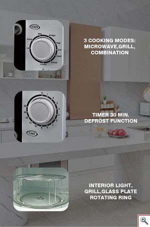 Hoomei® Φούρνος Μικροκυμάτων 1050W με Χωρητικότητα 20Lt με 3 Λειτουργίες Μαγειρέματος - Λειτουργία Απόψυξης & Χρονοδιακόπτη HM-5270