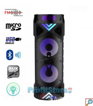 Φορητό Ασύρματο Μεγάλο Ηχείο Μπαταρίας Bluetooth με Karaoke Μικρόφωνο, LED Φωτισμό, 20W USB/SD/AUX/FM, Οθόνη LCD & Τηλεχειριστήριο - Επαναφορτιζόμενο Multimedia Ηχοσύστημα