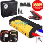 Σετ SOS Jump Starter & Κομπρεσέρ Αυτοκινήτου - 16800mAh Εκκινητής Power Bank USB & Τρόμπα Αέρος με LED Φακό Αστυνομίας & Κόφτη Ζώνης - Φορτίζει από Κινητό μέχρι Αυτοκίνητο