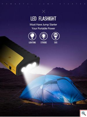 Σετ SOS Jump Starter & Κομπρεσέρ Αυτοκινήτου - 16800mAh Εκκινητής Power Bank USB & Τρόμπα Αέρος με LED Φακό Αστυνομίας & Κόφτη Ζώνης - Φορτίζει από Κινητό μέχρι Αυτοκίνητο
