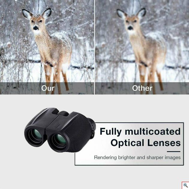 Compact Αδιάβροχα Κιάλια Near Focus BAK4 Wide Angle 10x25 Υψηλής Φωτεινότητας με Ρύθμιση Μυωπίας