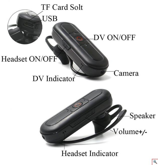 Κρυφή Κάμερα & Ακουστικό Bluetooth Spy Cam Καταγραφικό Full HD 1080p - Hidden Camera & Wireless Handsfree Headset