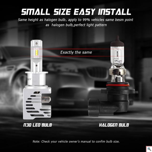 Compact LED Λάμπες Αυτοκινήτου Novsight H7 60W 10000Lm 6000K - Car LED Headlights