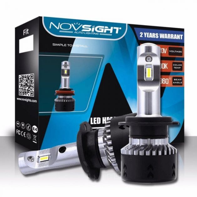 Mini Size LED Φώτα Αυτοκινήτου NovSight H7 6500K 10000LM (2x5000) 70W (2x35W) CAN BUS - Λαμπτήρες Πορείας Υψηλής Φωτεινότητας