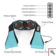 Ισχυρή Συσκευή Μασάζ Shiatsu Songen® 12V για Αντιμετώπιση του Πόνου στο Λαιμού, Αυχένα, Πλάτη με Θερμότητα - Υπέρυθρη Ακτινοβολία