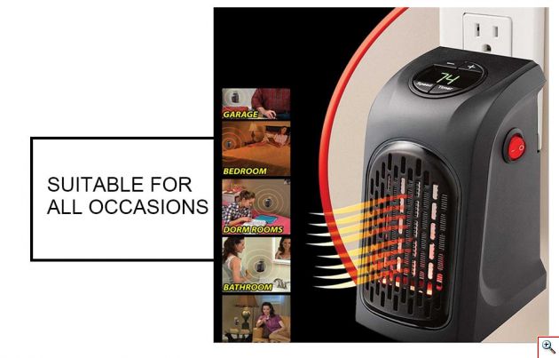 Νέα Μίνι Σόμπα Πρίζας - Αερόθερμο 400Watt Handy Heater με Θερμοστάτη και Χρονοδιακόπτη