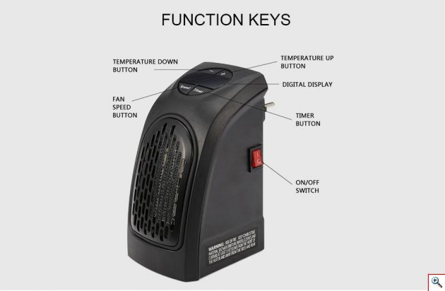 Νέα Μίνι Σόμπα Πρίζας - Αερόθερμο 400Watt Handy Heater με Θερμοστάτη και Χρονοδιακόπτη