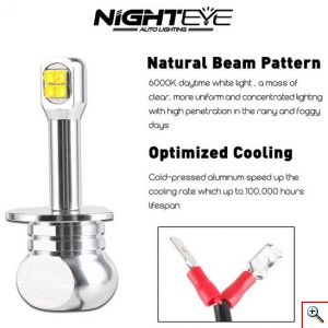 2x Nighteye LED Φώτα Πορείας H1 80W 3000Lm 6000K A334 - A18