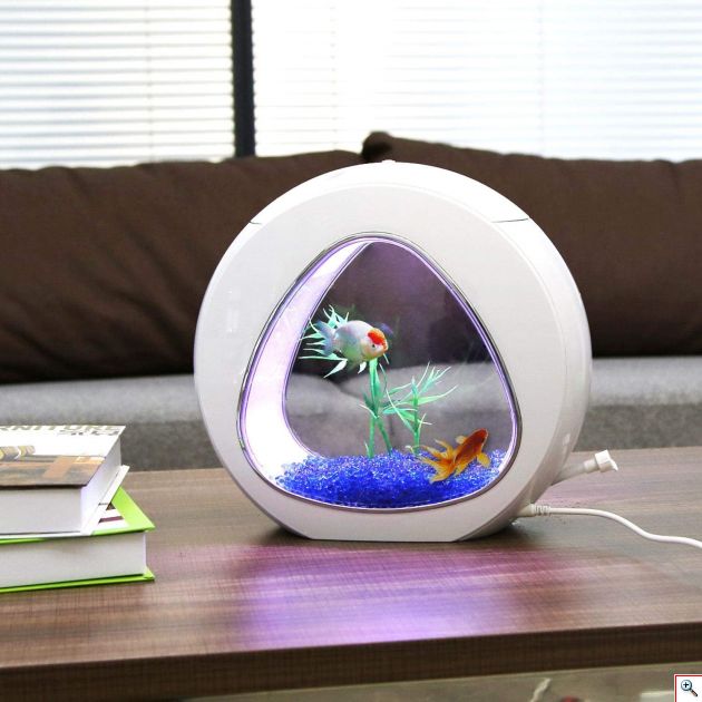 Mini Ενυδρείο - Δύο όψεων με Φωτισμό LED, Αντλία Νερού και Φίλτρο, Nobleza Λευκό 30026