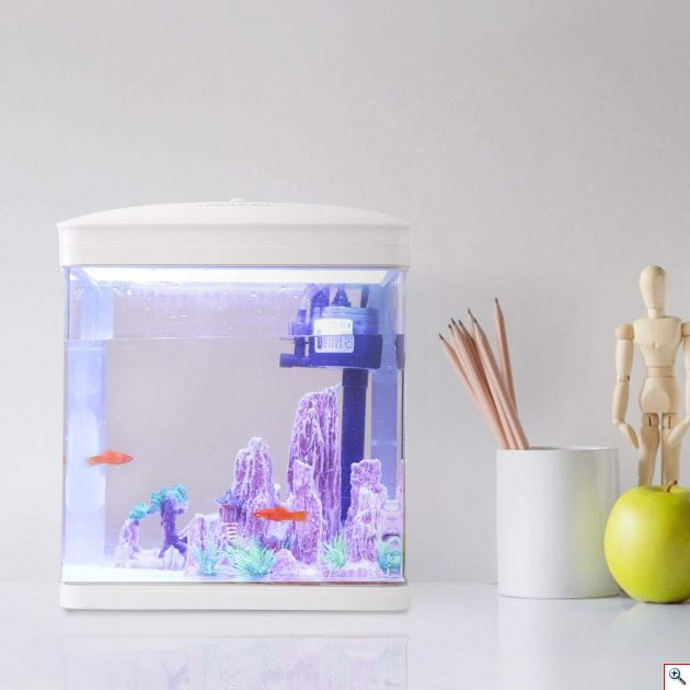 Mini Ενυδρείο - 14L με Φωτισμό LED, Αντλία Νερού και Φίλτρο, Λευκό Nobleza 30002