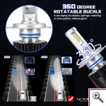 NOVSIGHT® Aδιάβροχοι LED Προβολέας Λευκού Φωτισμού 360° 80W 14400LM 5500K A500 N16 H7 2τμχ