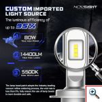 NOVSIGHT® Aδιάβροχοι LED Προβολέας Λευκού Φωτισμού 360° 80W 14400LM 5500K A500 N16 H7 2τμχ