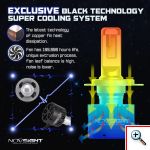 NOVSIGHT® Aδιάβροχοι LED Προβολέας Λευκού Φωτισμού 360° 80W 14400LM 5500K A500 N16 H7 2τμχ