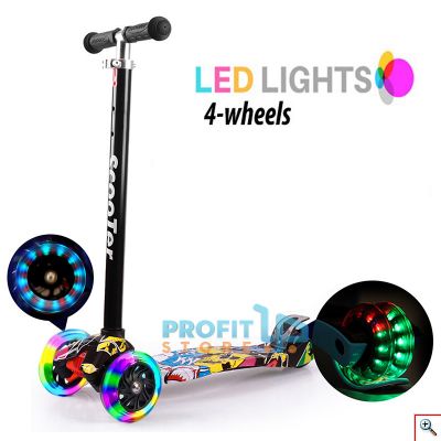 Quad Πρωτοποριακό Παιδικό Πατίνι με 4 LED Φωτιζόμενους Τροχούς & Φρένο Glider Scooter Comic