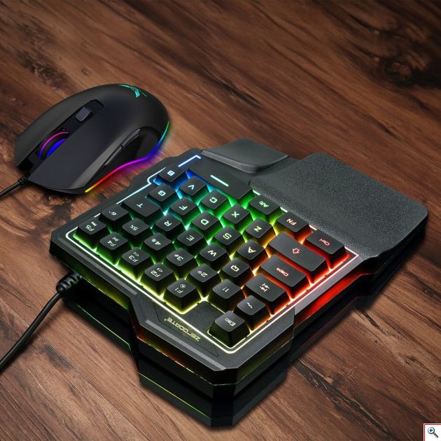Φορητό Gaming Πληκτρολόγιο One Handed USB με Πολύχρωμο Φωτισμό LED - Single Hand Keyboard