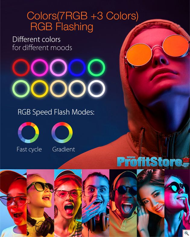 RGB Φωτογραφικό Φωτιστικό Δαχτυλίδι LED 26cm Πολύχρωμο USB με Ασύρματο Χειριστήριο, Τρίποδο & Βάση Στήριξης Κινητού - Ring Light Lamp