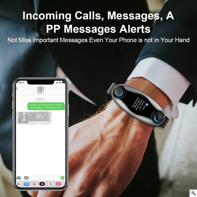 Αδιάβροχο Ρολόι SmartWatch & Ακουστικά Bluetooth Ασύρματα 2 σε 1 TalkBand Activity Tracker με Μέτρηση Καρδιακών Παλμών, Πίεσης & Οξυγόνου Αίματος, Βημάτων, Ποιότητας Ύπνου