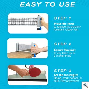 Pack & Go Φορητό Σετ Ping Pong με Αναδιπλούμενο Πτυσσόμενο Φιλέ, Ρακέτες & Μπαλάκια Πινγκ Πονγκ