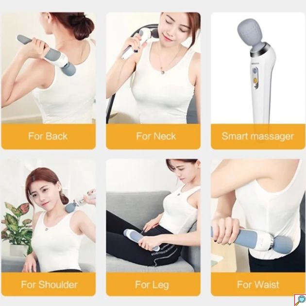 Φορητή Επαναφορτιζόμενη Συσκευή Παλμικού Μασάζ Multifunctional Vibration Kneading and Beating ST-806 - Wireless Wand Massager Λευκού χρώματος