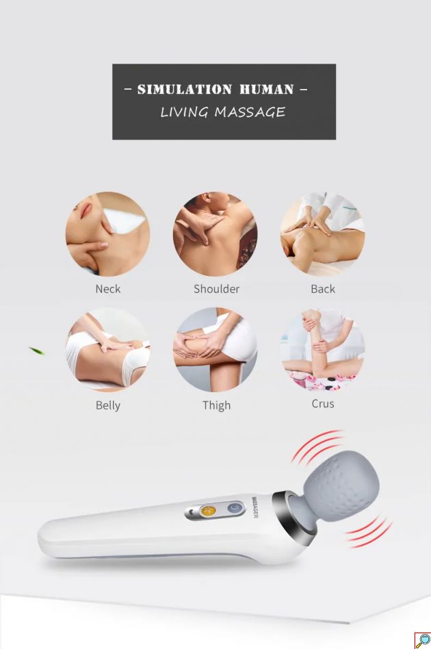 Φορητή Επαναφορτιζόμενη Συσκευή Παλμικού Μασάζ Multifunctional Vibration Kneading and Beating ST-806 - Wireless Wand Massager Λευκού χρώματος