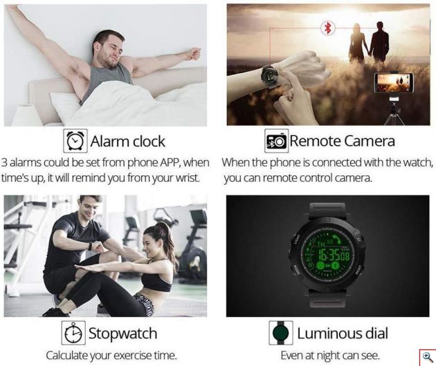Tactical Watch Αδιάβροχο Sport Smartwatch LCD Ρολόι Bluetooth με Βηματομετρητή & Θερμιδομετρητή