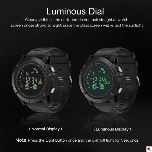 Tactical Watch Αδιάβροχο Sport Smartwatch LCD Ρολόι Bluetooth με Βηματομετρητή & Θερμιδομετρητή