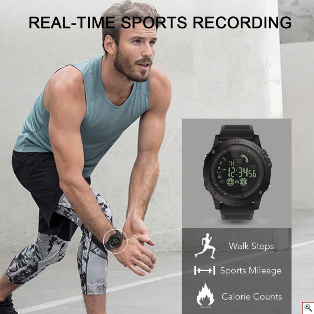 Tactical Watch Αδιάβροχο Sport Smartwatch LCD Ρολόι Bluetooth με Βηματομετρητή & Θερμιδομετρητή
