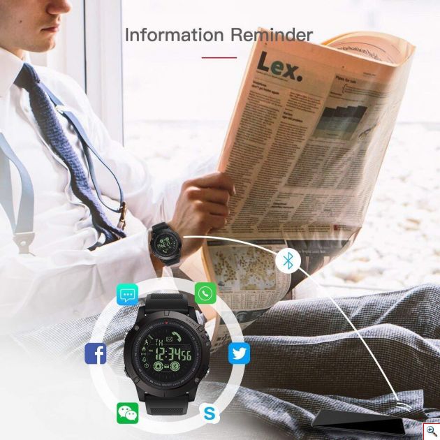 Tactical Watch Αδιάβροχο Sport Smartwatch LCD Ρολόι Bluetooth με Βηματομετρητή & Θερμιδομετρητή