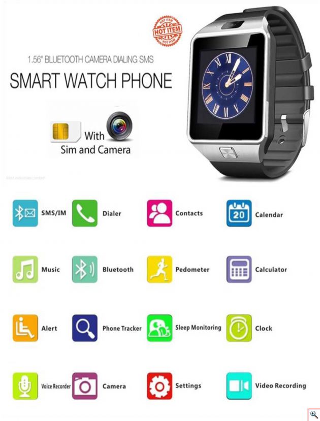 Smart Watch - Ρολόι Κινητό Τηλέφωνο με Οθόνη, Κάμερα & Ελληνικό Menu - Βηματομετρητή, Μέτρηση Ποιότητας Ύπνου κα