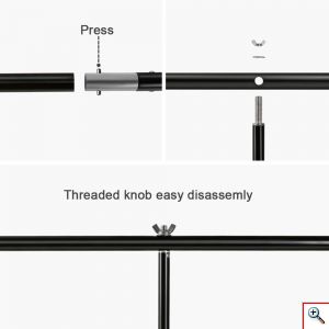 Τρίποδο Σταντ σε Σχήμα Τ με Πράσινο Πανί 2x2m για Φόντο Φωτογραφίας με Τσάντα Μεταφοράς PU5205G - Μαύρο