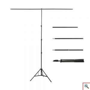 Τρίποδο Σταντ σε Σχήμα Τ με Πράσινο Πανί 2x2m για Φόντο Φωτογραφίας με Τσάντα Μεταφοράς PU5205G - Μαύρο