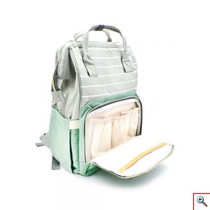 Τσάντα Μωρού Πλάτης Mommy Bag Backpack AiFi – Κυανό, Γκρι Ριγέ