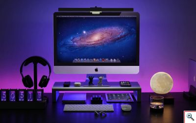 Βάση για Οθόνη Υπολογιστή Η/Υ, 4x USB HUB & Ασύρματος Φορτιστής Fast Charge Vaydeer - Μαύρο Αλουμινίου