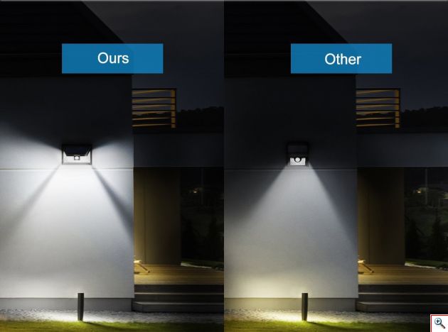 Επιτοίχιος Ηλιακός Solar Ευρυγώνιος Προβολέας 180ᵒ Μοίρες LED με Ανιχνευτή Κίνησης, Αισθητήρα Νυκτός & 2 Λειτουργίες Φωτισμού