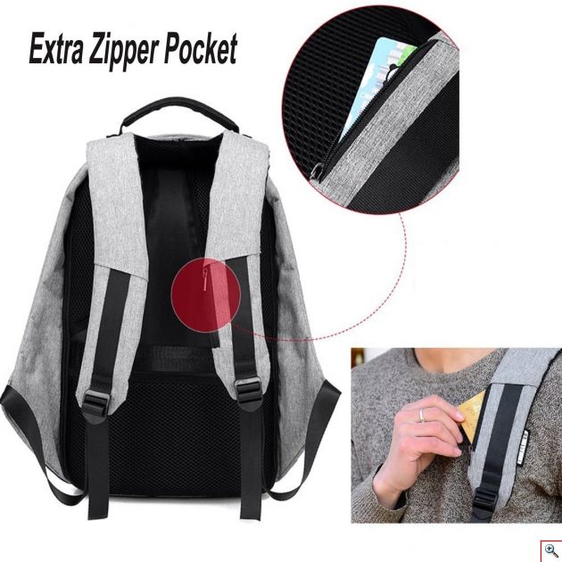 Αnti-theft backpack - Αντικλεπτικό Σακίδιο Πλάτης με Θύρα USB UNI-NB14 Navy Blue