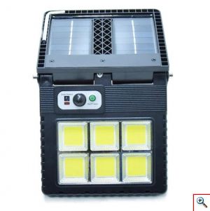 Αδιάβροχος Επιτοίχιος Ηλιακός Προβολέας COB LED με Τηλεχειριστήριο - Ανιχνευτή Κίνησης & 3 Λειτουργίες Φωτισμού - Μαύρος