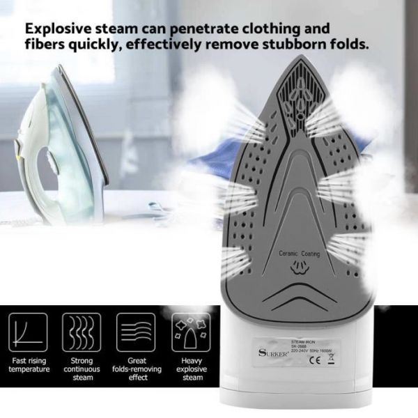 Ατμοσίδερο SURKER 1600W με Κεραμική Πλάκα - Electric Steam Iron SK-2688 SURKER