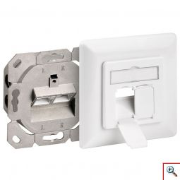 Πρίζα Τοίχου Χωνευτή CAT6a-2xRJ45 GOOBAY-68721 σε Λευκό Χρώμα.
