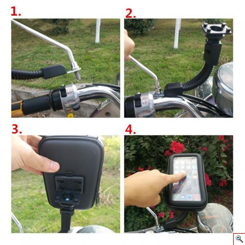 Αδιάβροχη Βάση - Θήκη Καθρέπτη Μηχανής για Κινητά, Smartphone, GPS & iPhone έως 5,7in