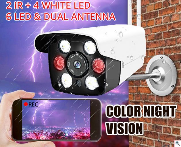 Αδιάβροχη Ασύρματη IP WiFi/Ethernet Κάμερα HD 720p Εσωτερικού & Εξωτερικού χώρου με Νυχτερινή Λήψη, Ανιχνευτή Κίνησης, Ειδοποίηση στο Κινητό, Μικρόφωνο, Ηχείο (Ενδοεπικοινωνία Μωρού), Σειρήνα & Micro SD