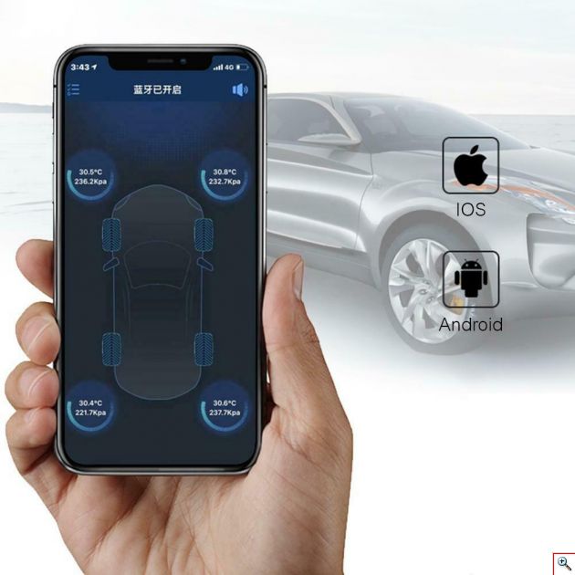 Bluetooth Ασύρματοι Αισθητήρες - Σύστημα Μέτρησης Πίεσης Ελαστικών σε App στο Κινητό Τηλέφωνο