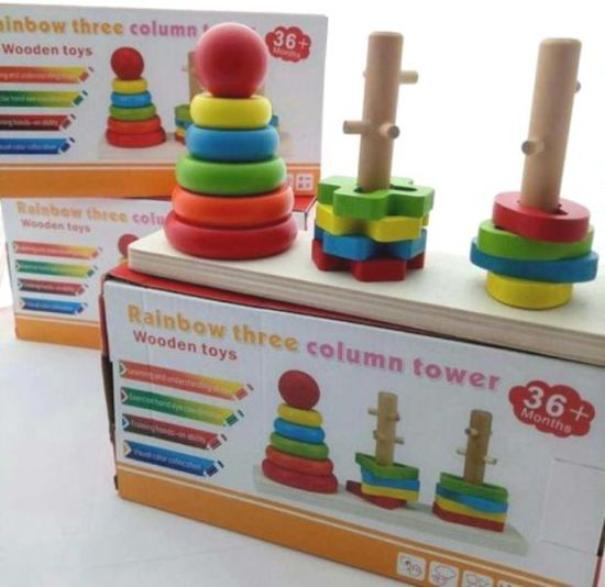 Ξύλινη Πλατφόρμα με Πυργάκια - Ουράνιο Τόξο