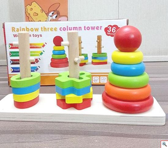 Ξύλινη Πλατφόρμα με Πυργάκια - Ουράνιο Τόξο